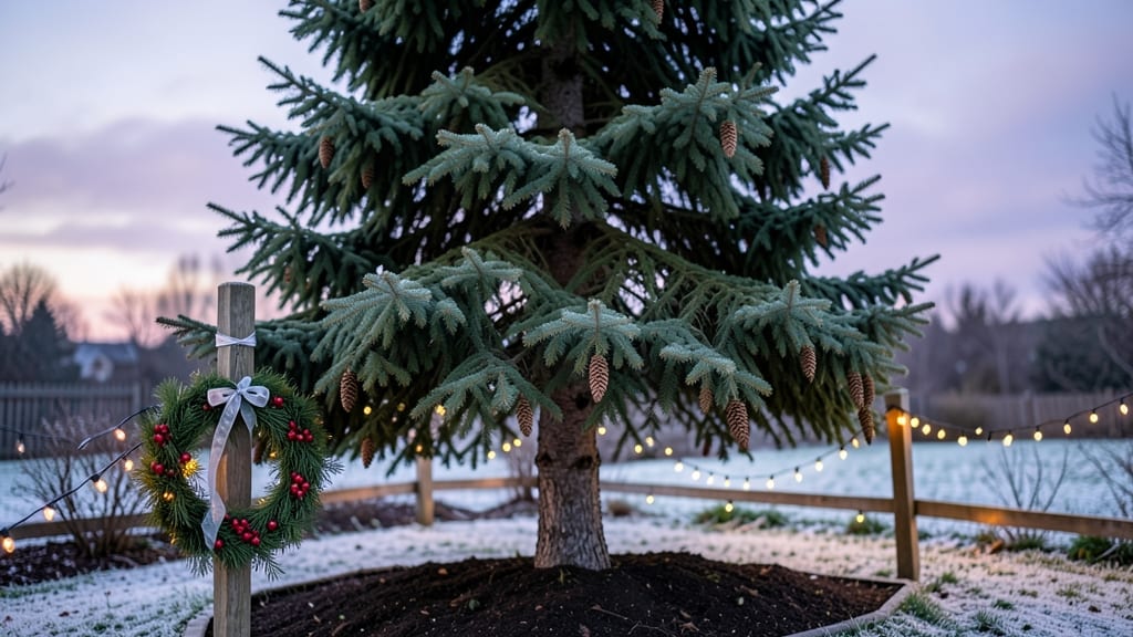Christmas Tree Outside House: Year-Round Evergreen Privacy Screen